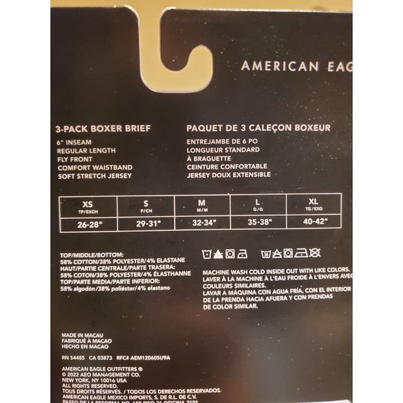 New American Eagle AEO Solid Men’s 6" Boxer Briefs (3 Pack) Size SMALL - Picture 2 of 2